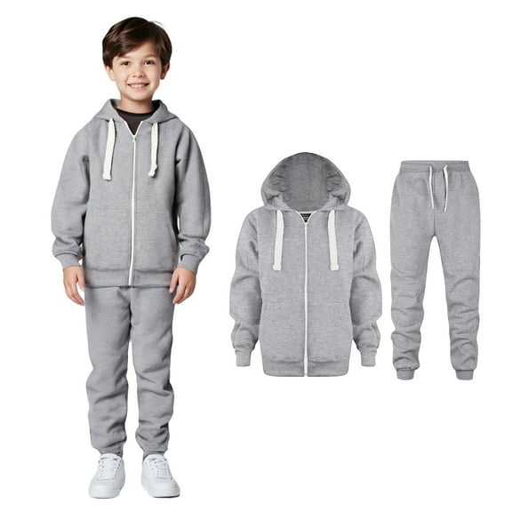 Boys Girls Sweatsuit Set 2 Piece Long Sleeve Full Zip Up Light Gray Sweatshirt and Active Jogger Pants Winter Clothes 3-4 Years Boys Clothes Boys Girls Fashion