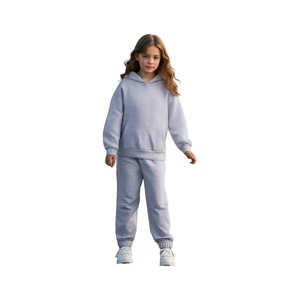 Boys Girls Sweatsuit Set 2 Piece Long Sleeve Grey Pullover Hoodie and Active Jogger Pants Fall Winter Clothes Girls Size 2-3 Years Clothes Boys Girls Fashion