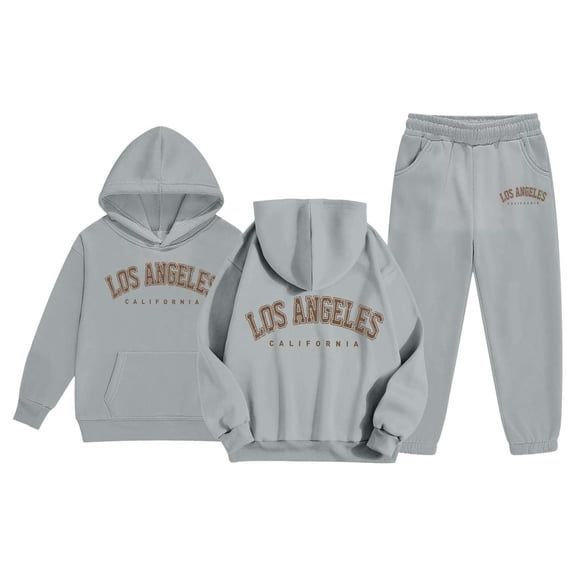 Boys Girls Sweatsuit Set,2 Piece Long Sleeve Letter Printed Hooded Sweatsuits Pullover Jogging Pants Fall Clothes Boys Outfits Size 6-7 Years