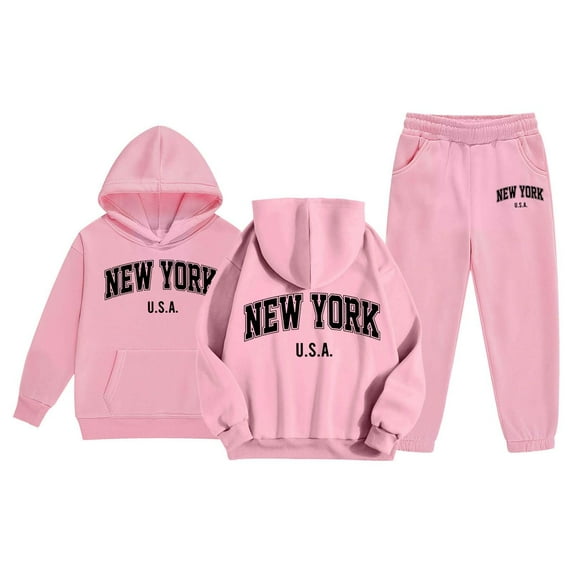 Boys Girls Sweatsuit Set,2 Piece Long Sleeve Letter Printed Hoodie Sweatpants Set Winter Clothes Boys Outfits 4-5 Years