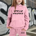 thumbnail image 1 of Boys Girls Sweatsuit Set 2PC Long Sleeve Pink Tracksuit Hoodie and Sweatpants Warm Fall Winter Clothes Boys Girls Jogger Set 6-7 Years, 1 of 5