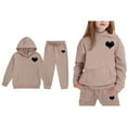 thumbnail image 1 of Boys Girls Sweatsuit Set 2 Piece Long Sleeve Printed Hooded Sweatshirt Leggings Pants Fall Clothes Teen Outfits for Girls 6-7 Years Trendy Boys Girls Fashion, 1 of 9