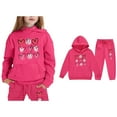 thumbnail image 1 of Boys Girls Sweatsuit Set 2 Piece Long Sleeve Printed Hooded Sweatsuits Pullover Sweatpants Set Warm Fall Winter Clothes Boys' Tracksuits 8-9 Years Boys Girls Fashion, 1 of 7