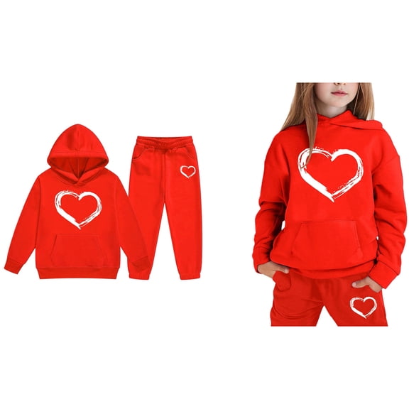 Boys Girls Sweatsuit Set 2 Piece Long Sleeve Printed Hoodie Leggings Pants Fall Clothes Boys Girls Active Tracksuit Set 5-6 Years Boys Girls Fashion