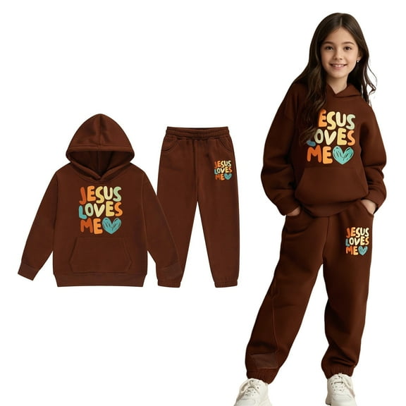 Boys Girls Sweatsuit Set 2 Piece Long Sleeve Printed Pullover Hoodie Sweatshirt Sweatpants Set Winter Clothes Hoodie Set 10-11 Years Boys Girls Fashion