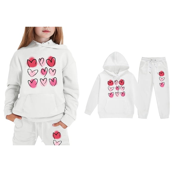 Boys Girls Sweatsuit Set 2 Piece Long Sleeve Printed Soft Hoodie Jogging Pants Fall Clothes Girls Matching Sets 3-4 Years Boys Girls Fashion