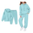 thumbnail image 1 of Boys Girls Sweatsuit Set 2 Piece Long Sleeve Zip Up Hooded Sweatshirt and Active Jogger Pants Warm Fall Winter Clothes 11-12 Years Boy Clothes, 1 of 9