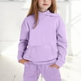 thumbnail image 1 of Boys Girls Sweatsuit Set 2 Piece Sweatshirt and Sweatpants Joggers Set Solid Long Sleeve Pullover Hoodie Fall Outfits Set Purple Tracksuits Sweatsuit Sport Clothes Sets 8-9 Years, 1 of 9