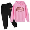 thumbnail image 1 of Boys Girls Sweatsuit Set 2PC Kids Outfits for Girls Casual Sweatpants Loungewear Set Graphic Letter Printed Long Sleeve Pullover Fall Outfits Set Little Boys Clothes13-14 Years, 1 of 2