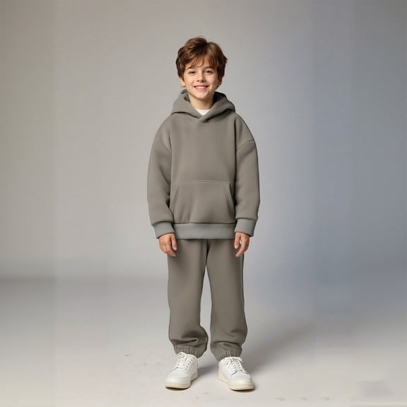 Boys Girls Sweatsuit Set 2PC Long Sleeve Brown Hoodie Sweatshirt Jogging Pants Warm Fall Winter Clothes Toddler Boy Clothes 12-24 Months Boys Girls Fashion