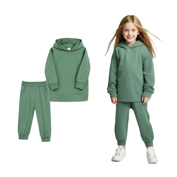 Boys Girls Sweatsuit Set 2PC Long Sleeve Green Sweatshirt Leggings Pants Fall Clothes Girl Clothes 5-6 Years Boys Girls Fashion
