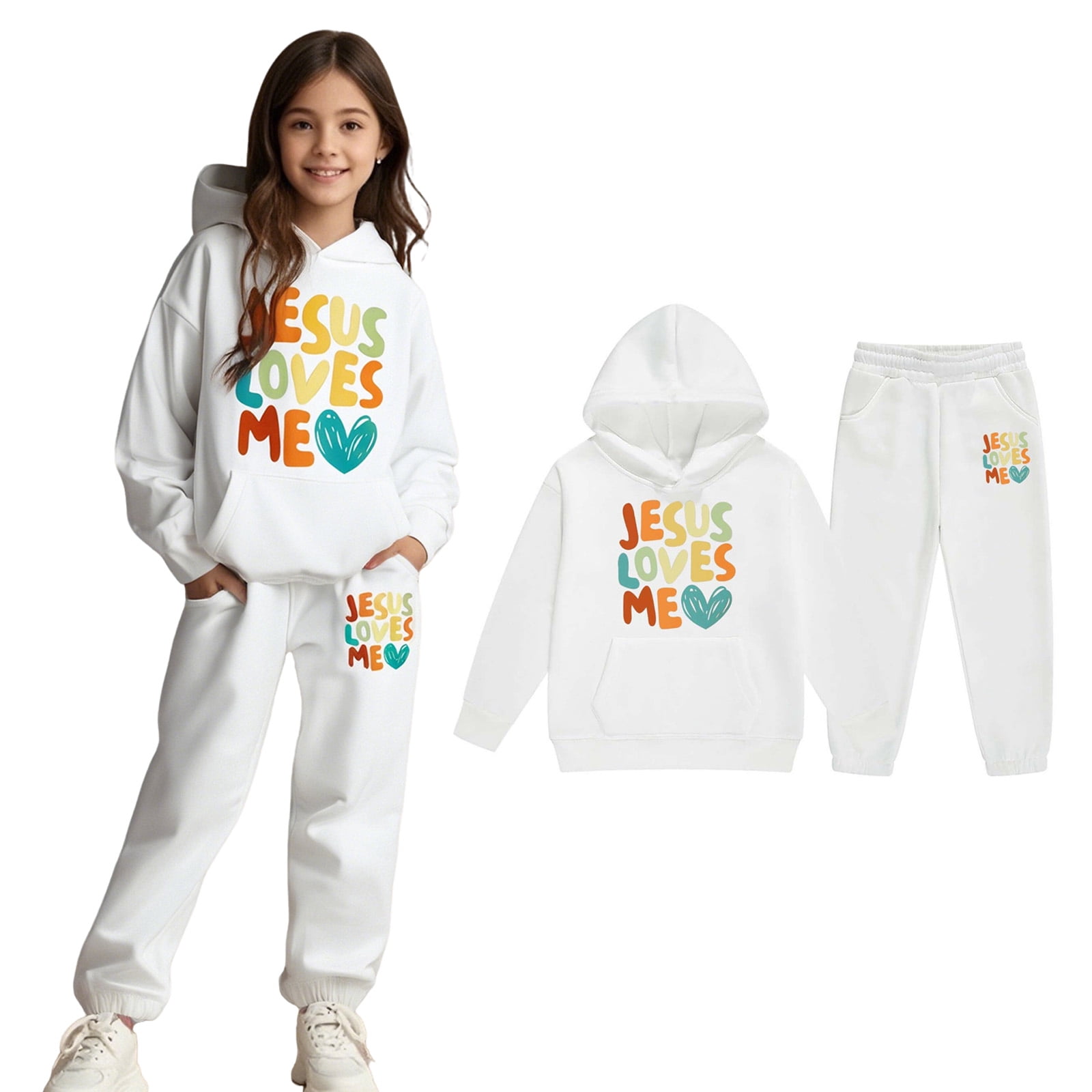 Kids 2-Piece Sweatsuit Set - Hooded Pullover And Jogger Pants - Comfortable Casual Outfits Size 7-12