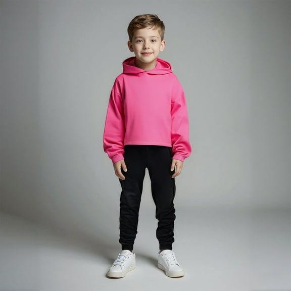 Boys Girls Sweatsuit Set 2PC Long Sleeve Hot Pink Basic Hoodie Sweatpants Winter Clothes Girls Clothes Size 11-12 Years Boys Girls Fashion