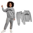 thumbnail image 1 of Boys Girls Sweatsuit Set 2PC Long Sleeve Letter Print Sweatshirt Sweatpants Fall Winter Clothes Girl Clothes 4-5 Years Boys Girls Fashion, 1 of 3