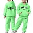 thumbnail image 1 of Boys Girls Sweatsuit Set,2 Piece Long Sleeve Letter Printed Hooded Sweatshirt Sweatpants Warm Fall Winter Clothes Little Boy Clothes 3-4 Years, 1 of 7