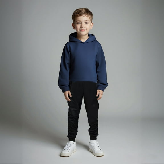 Boys Girls Sweatsuit Set 2PC Long Sleeve Navy Tracksuit Hoodie and Active Jogger Pants Fall Winter Clothes 2-3 Years Boys Clothes Boys Girls Fashion