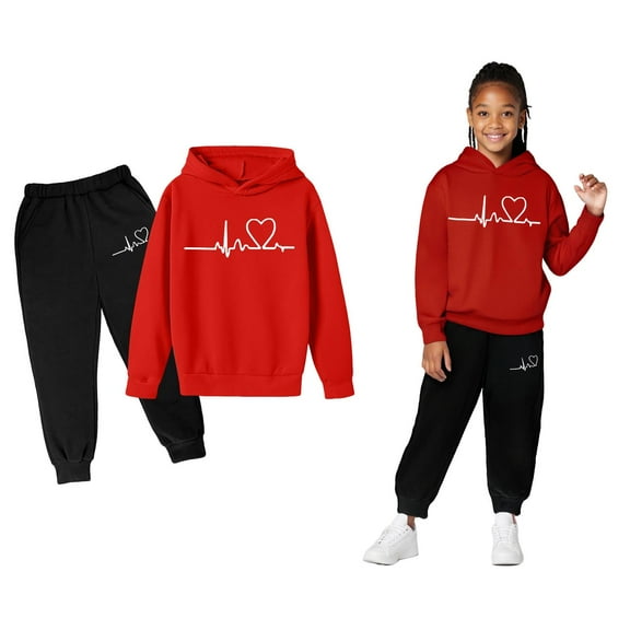 Boys Girls Sweatsuit Set 2PC Long Sleeve Printed Basic Hoodie and Sweatpants Fall Clothes Girl Sets 3-4 Years Boys Girls Fashion