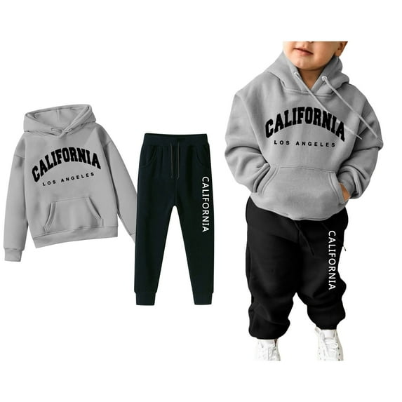 Boys Girls Sweatsuit Set 2PC Long Sleeve Printed Pullover Hoodie Sweatshirt and Jogger Sweatpants Fall Winter Clothes 11-12 Years Boy Clothes Boys Girls Fashion