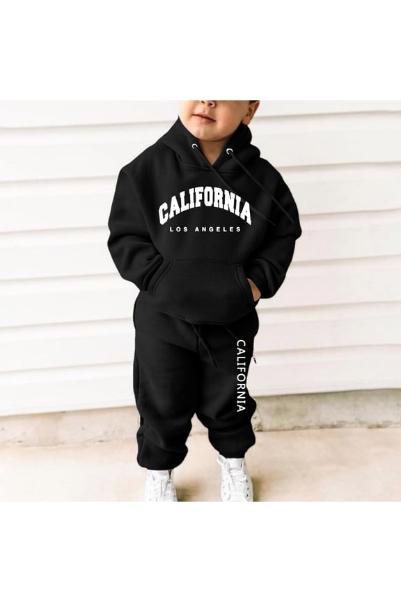 Boys Girls Sweatsuit Set 2PC Long Sleeve Printed Pullover Hoodie Sweatshirt Jogging Pants Winter Clothes Girls' Clothing Sets 4-5 Years Boys Girls Fashion