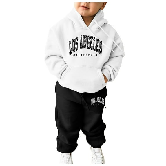 Boys Girls Sweatsuit Set 2PC Long Sleeve Printed Soft Hoodie Jogging Pants Winter Clothes Little Boy Clothes 4-5 Years Boys Girls Fashion