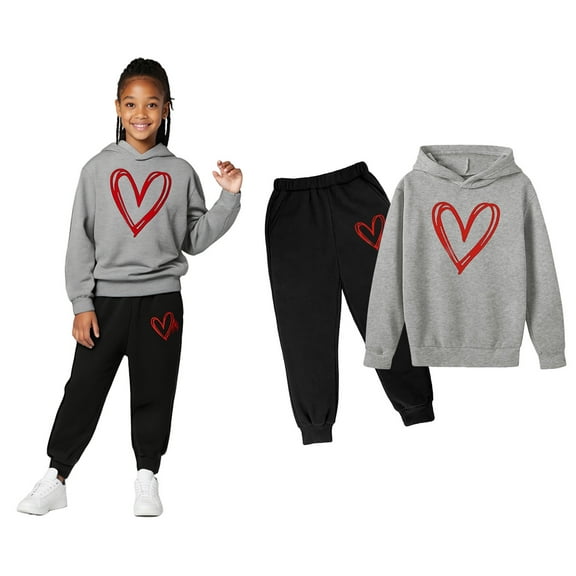 Boys Girls Sweatsuit Set 2PC Long Sleeve Printed Sweatshirt Leggings Pants Winter Clothes Girls Clothes Size 9-10 Years Boys Girls Fashion