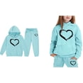 thumbnail image 1 of Boys Girls Sweatsuit Set 2PC Long Sleeve Printed Tracksuit Pullover Hoodie and Active Jogger Pants Warm Fall Winter Clothes Little Girls Clothes 4-5 Years Boys Girls Fashion, 1 of 4