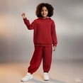 thumbnail image 1 of Boys Girls Sweatsuit Set 2PC Long Sleeve Red Tracksuit Pullover Hoodie Sweatpants Fall Winter Clothes Girls Clothing Size 2-3 Years Boys Girls Fashion, 1 of 3