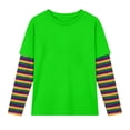 thumbnail image 1 of Boys Girls T Shirts Long Sleeves Green Basic Crewneck Loose Soft Kids Fashion 5-6 Years, 1 of 3
