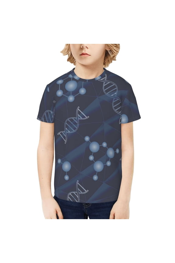 Boys Girls T Shirts Short Sleeves 3D Summer Kids Tee Tops, DNA Geometric Science