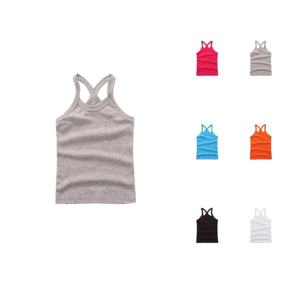 Boys Girls Tank Tops Sleeveless Racerback Crop Sports Dance Top Ballet Gymnastics Dancewear 1-12 Years