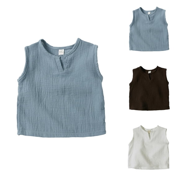 Boys Girls Tank Tops Summer Sleeveless Lightweight Breathable V Neck Cotton Undershirts Kids Basic Workout Top