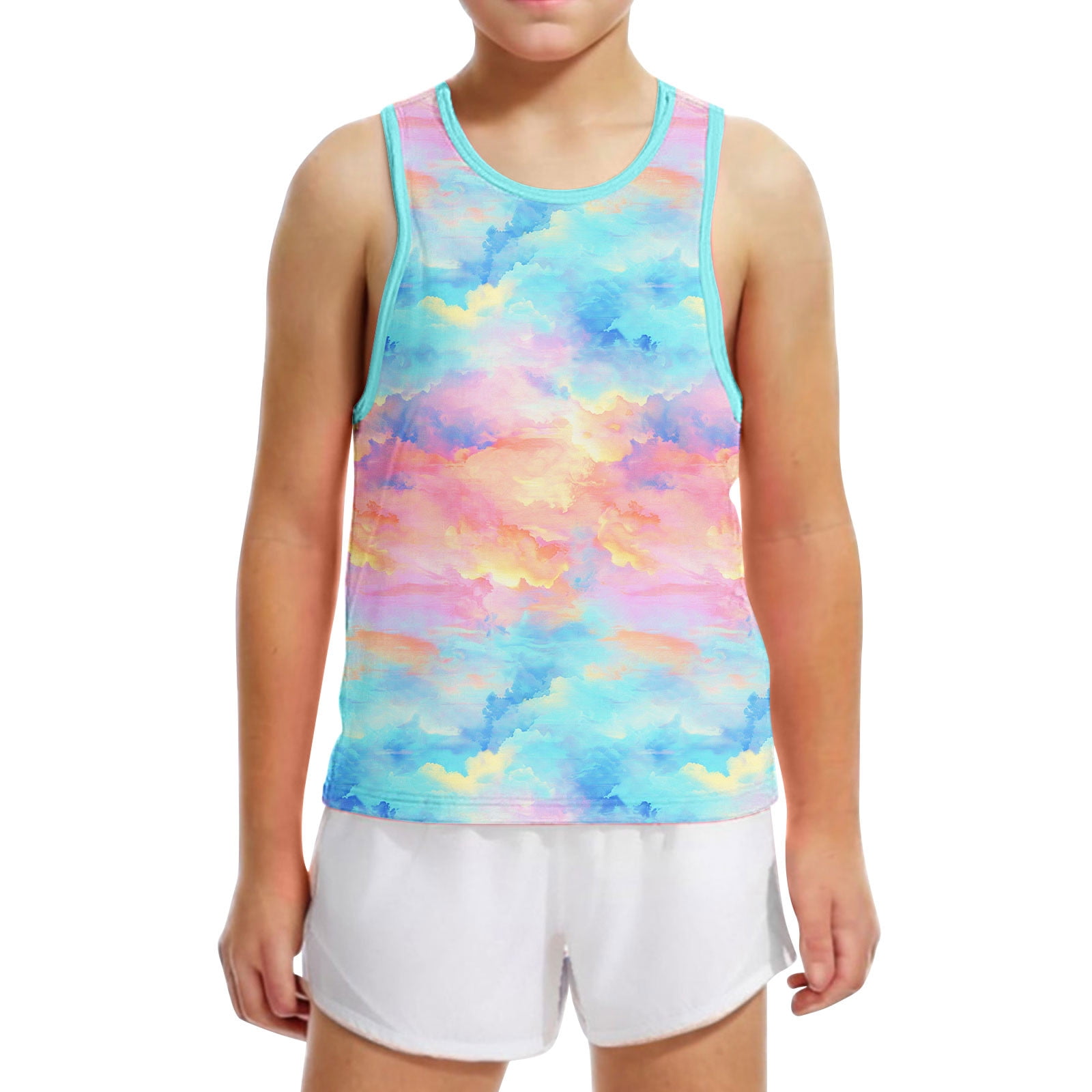 Junior Plus Black & Yellow Tie-Dye Tank Top & Ripped Sweatpants Set