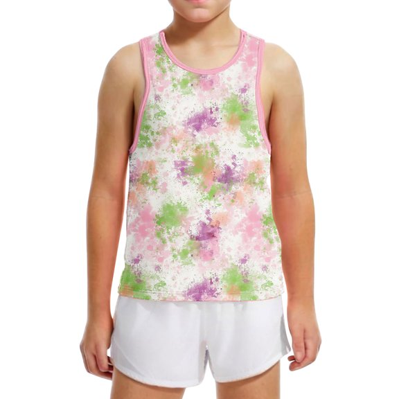 Boys Girls Tank Tops Tie Dye Sleeveless Graphic Tees Crew Neck Basic Undershirt Y2K Soft Loose Summer Outfits, Multicolor, 3 Years