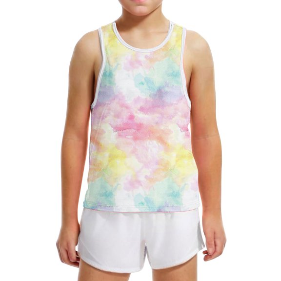 Boys Girls Tank Tops Tie Dye Sleeveless Graphic Tees Crew Neck Basic Undershirt Y2K Soft Loose Summer Outfits, Multicolor, 6 Years