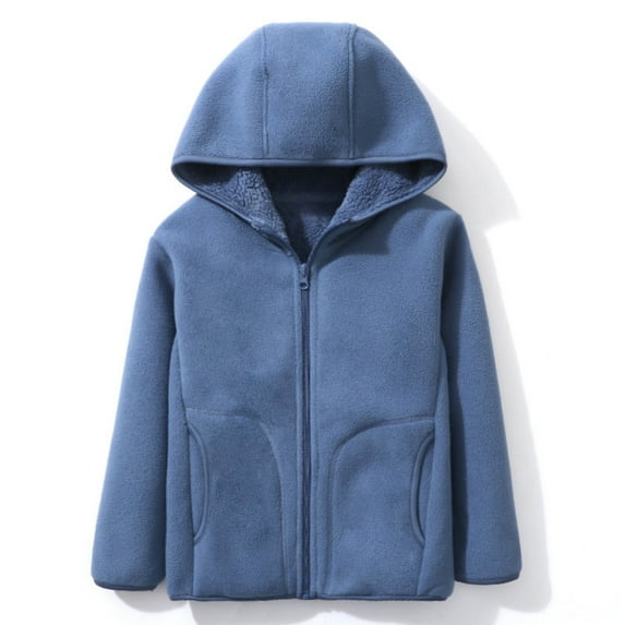 Boys Girls Thermal Fleece Jacket Zip Up Hooded Coat Sherpa Lined Warm Cozy Sweatshirt for School Outdoor Fall Winter 3-17 Years