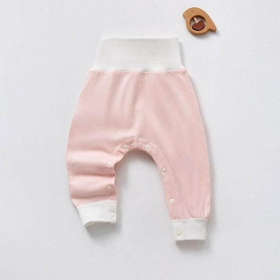 Boys Girls Thin Fleece Sweeatpants Pure Active Jogger Pants with Drawstring Baby High Waisted Pants Cotton Snap Button Protection Solid Color Pants