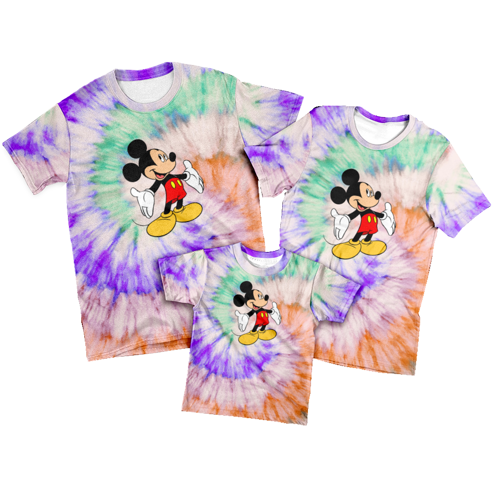 Boys /Girls Tie Dye Mickey Mouse Tee Summer Unisex Custom Family Shirt