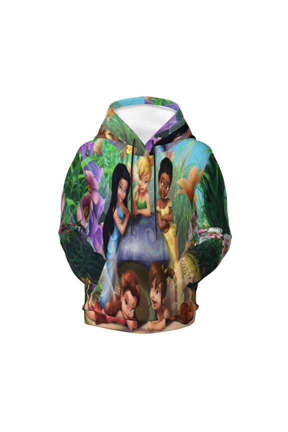 Boys Girls Tinker Bel Pullover Hoodies 3D Print Novelty Colorful Kids Hoodie Sweatshirts with Pocket