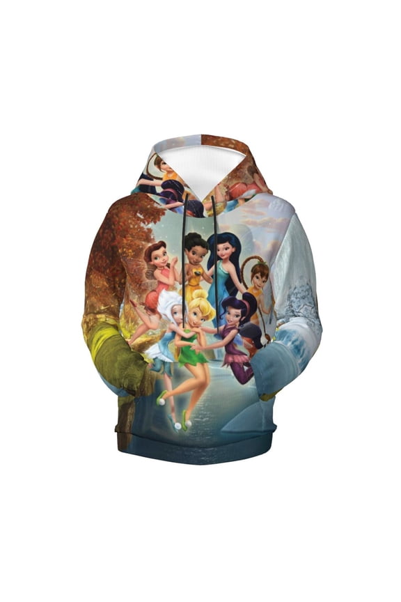 Boys Girls Tinker Bel Pullover Hoodies 3D Print Novelty Colorful Kids Hoodie Sweatshirts with Pocket