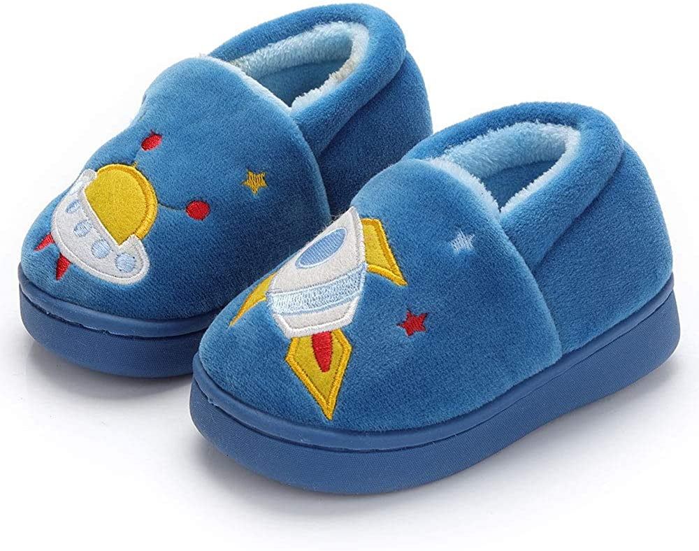 Boys Girls Toddler House Slippers,Kids Fur Lined Warm Slip On Home