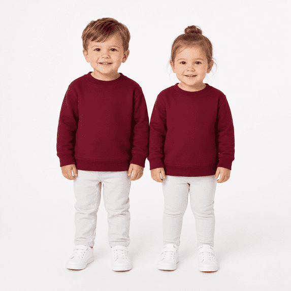 ClassExceed Toddler Sweatshirt, Boys & Girls Fleece Crewneck Pullover, Unisex School Uniform, Burgundy, 3T