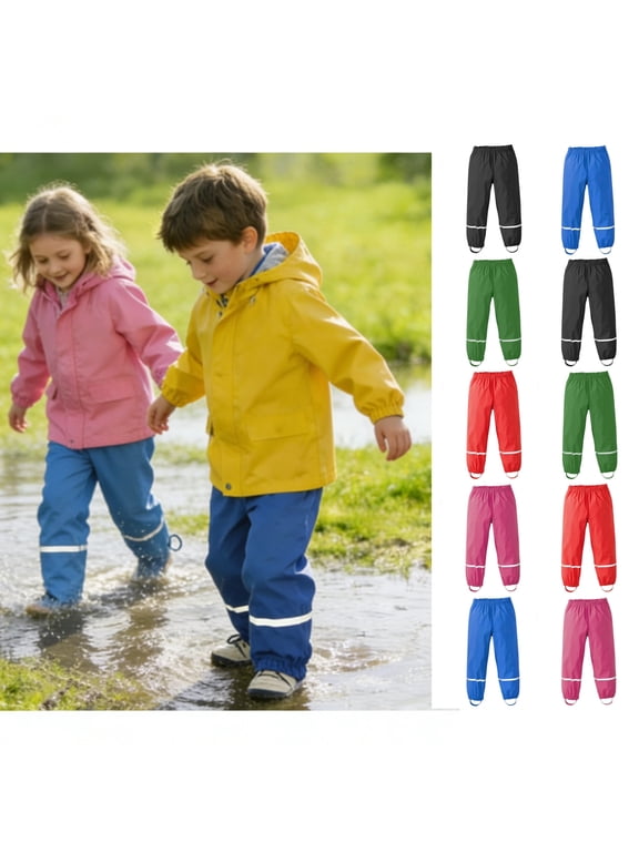Boys Girls Toddlers Waterproof Rain Pants Mud Proof Lightweight Splash Pants Hot Pink 80