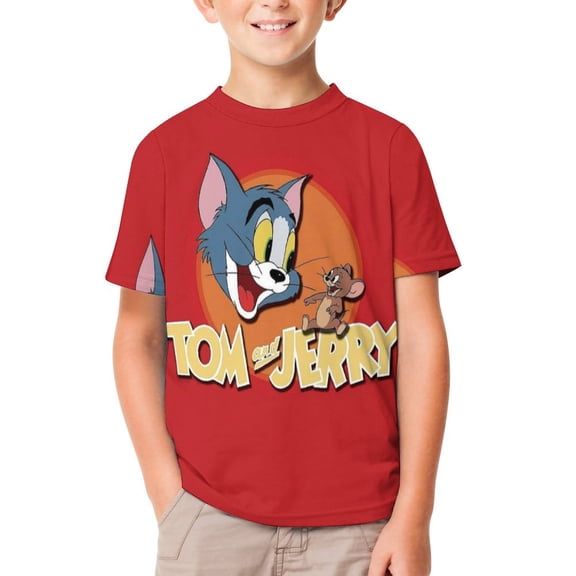 Boys Girls Tom Cat Jerly T-Shirts 3D Graphic Shirts Kids Youth Short Sleeve Tees