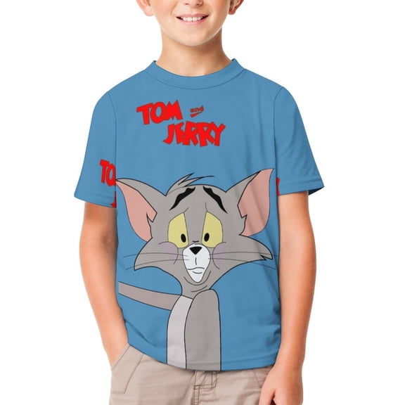 Boys Girls Tom Cat Jerly T-Shirts 3D Graphic Shirts Kids Youth Short Sleeve Tees