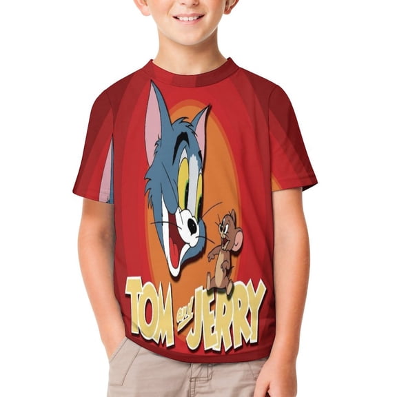 Boys Girls Tom Cat Jerly T-Shirts 3D Graphic Shirts Kids Youth Short Sleeve Tees