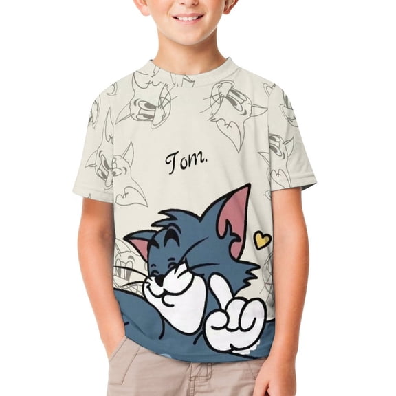 Boys Girls Tom Cat Jerly T-Shirts 3D Graphic Shirts Kids Youth Short Sleeve Tees