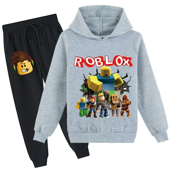 Boys Girls Tracksuit Roblox Pullover Hoodies and Sweatpants Set-Teen Long Sleeve Sweatshirt Hooded Suit