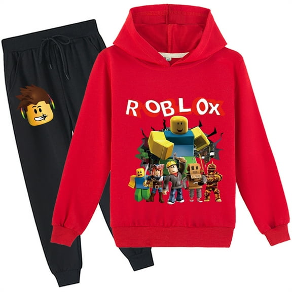 Boys Girls Tracksuit Roblox Pullover Hoodies and Sweatpants Set-Teen Long Sleeve Sweatshirt Hooded Suit