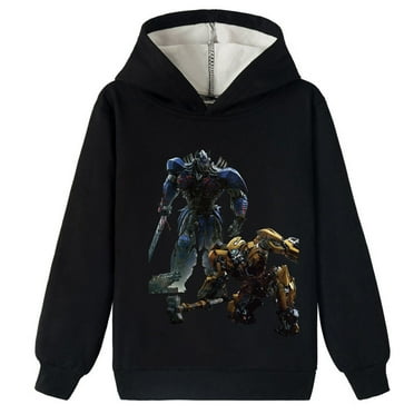 Boys Girls Transformers Brushed Hoodies Loose Sweatshirts Graphic Print Winter Hooded Tops