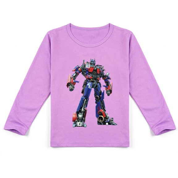 Boys & Girls Transformers Comfy Long Sleeve Tee with Cool Print, Ideal for Seasonal Wear